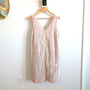 Ann Taylor LOFT Maternity Dress Blush Pink Crushed Velvet V-neck 10M Semiformal